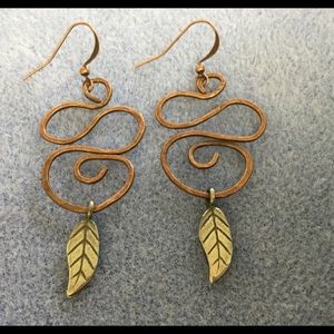 Copper and silver earrings